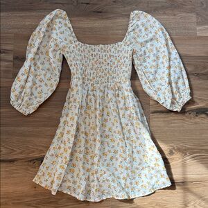 Cottagecore! Floral White and Yellow Dress